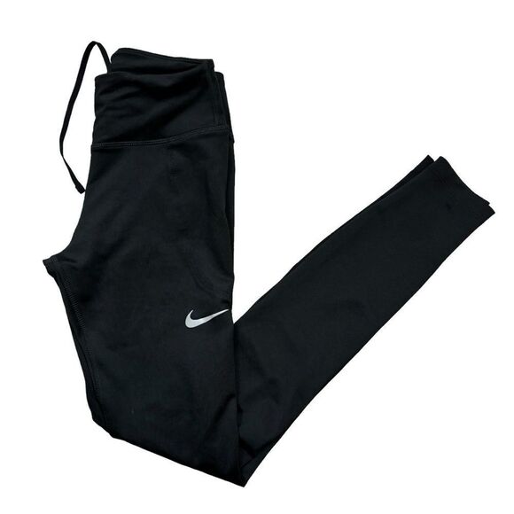 Ladies Nike Dri-Fit Black Full Length Leggings with Mesh Inserts on Back Size XS - Picture 6 of 11